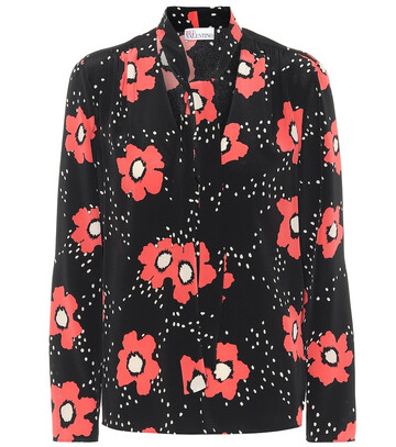 redvalentino floral silk crãªpe-de-chine blouse in black