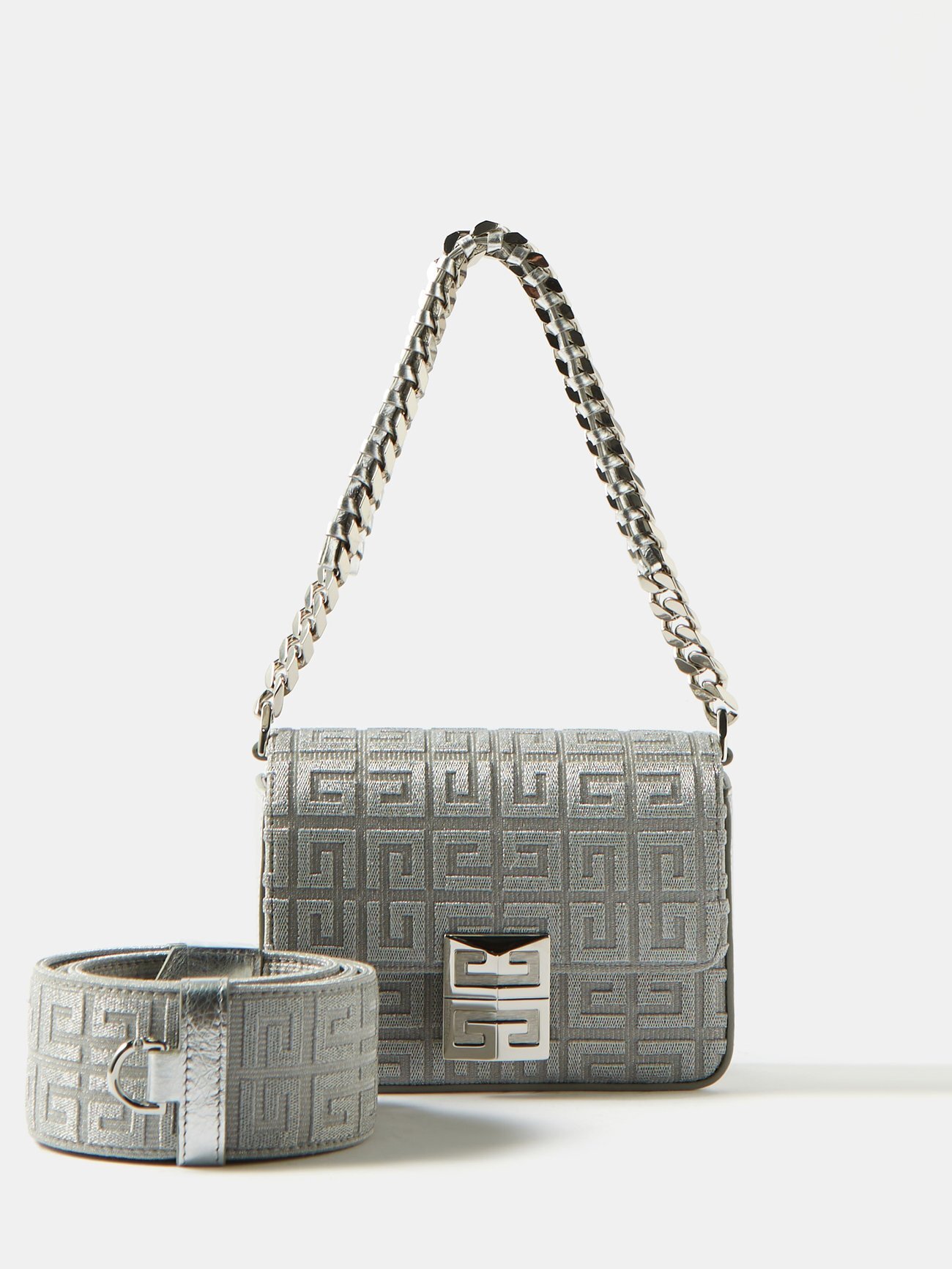 Givenchy - 4g Small Logo-jacquard Cross-body Bag - Womens - Silver