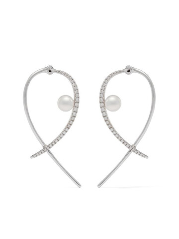 Yoko London 18kt white gold Sleek Akoya pearl and diamond earrings in silver
