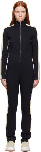 Palm Angels Navy Milano Track Jumpsuit in blue / grey