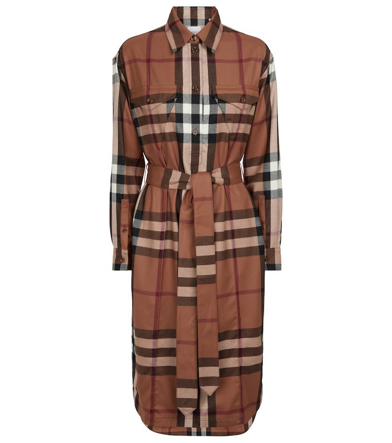 Burberry Checked wool shirt dress in beige