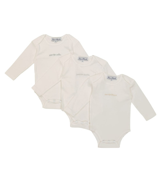 Tartine et Chocolat Baby set of 3 cotton bodysuits in white