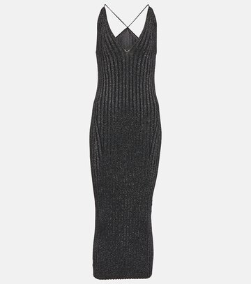 Galvan Rhea metallic knit midi dress in black