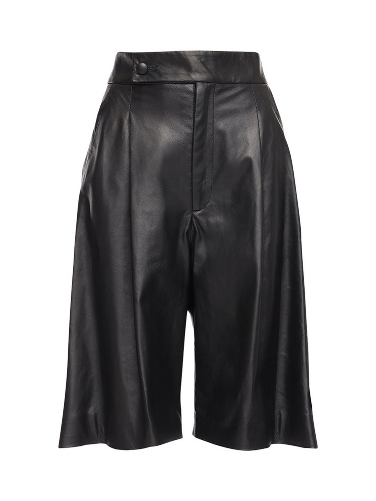 NYNNE Maud Leather Bermuda Shorts in black