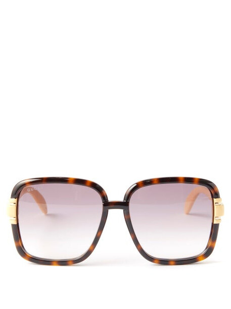 Gucci - Oversized Square-frame Acetate Sunglasses - Womens - Brown Multi