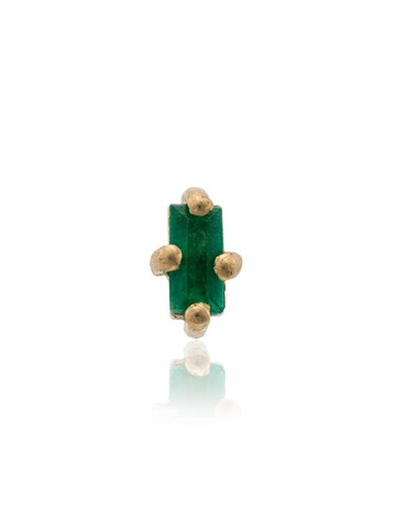 Lizzie Mandler Fine Jewelry 18k yellow gold emerald mini stud earring in metallic
