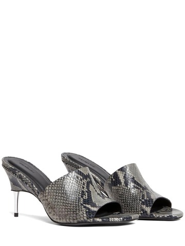 PETER DO 75mm Summer Python Print Leather Mules in black / grey