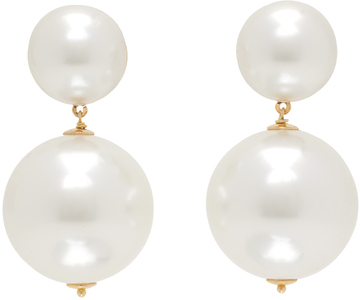 numbering white & gold pearl #9122 drop earrings