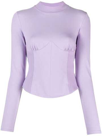 chiara ferragni long-sleeve stretch-cotton corset top - purple
