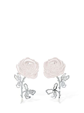 Y PROJECT Rose Enamel Earrings in pink / silver