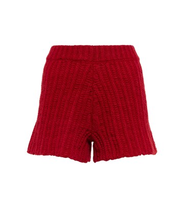 alanui ribbed-knit alpaca-blend shorts in red