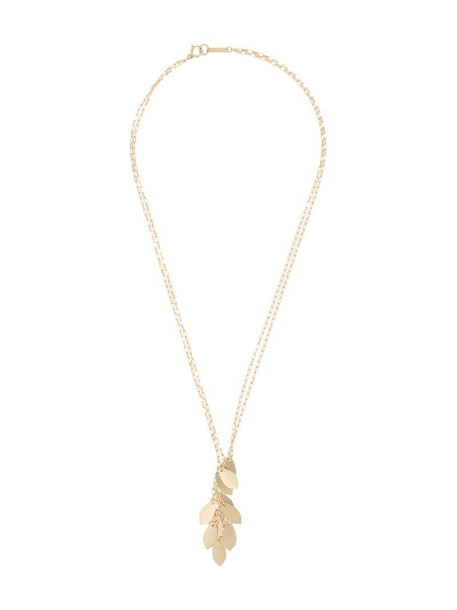Isabel Marant leaf-pendant double-chain necklace in gold