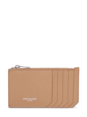 saint laurent logo leather zip wallet