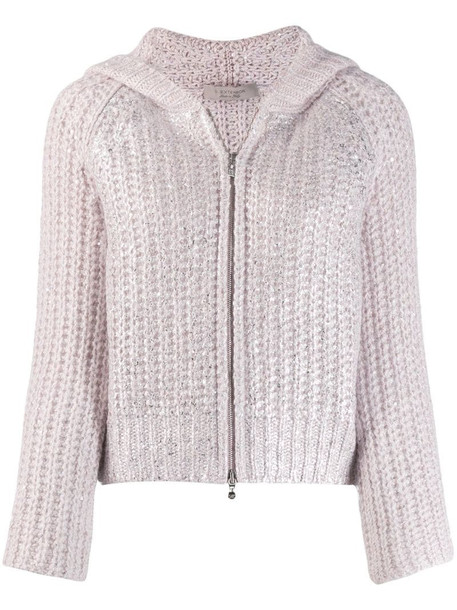 D.Exterior chunky knit jacket in pink
