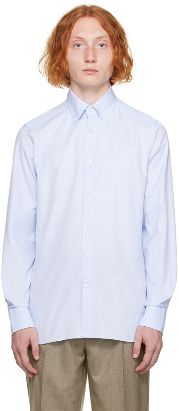 zegna blue button up shirt