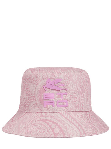 ETRO Paisley Printed Cotton Bucket Hat in pink