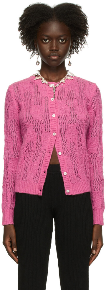 marco rambaldi pink open knit cardigan