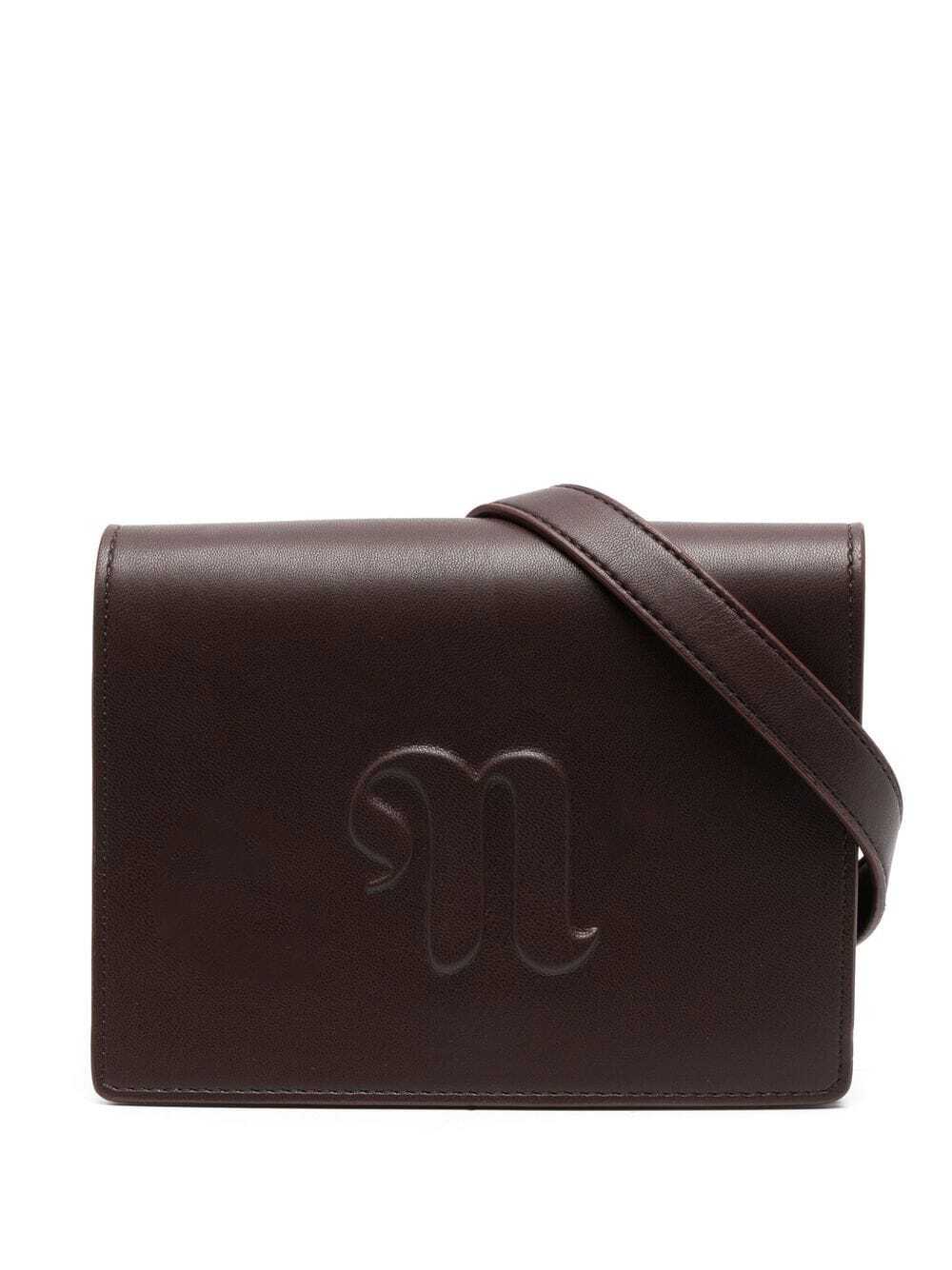 Nanushka embossed-logo leather crossbody bag - Brown