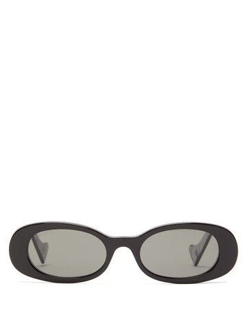 gucci - oval frame acetate sunglasses - womens - black grey