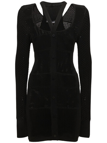 ANDREADAMO Viscose Blend Knit Mini Dress W/cut Outs in black