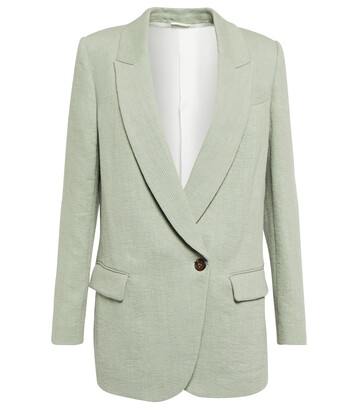 Brunello Cucinelli Single-breasted linen and cotton blazer in green