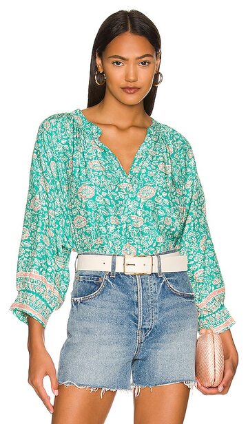 Natalie Martin Remy Top in Teal in print