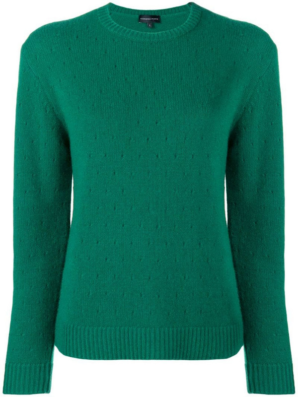 Cashmere In Love cashmere perforated pattern jumper in green