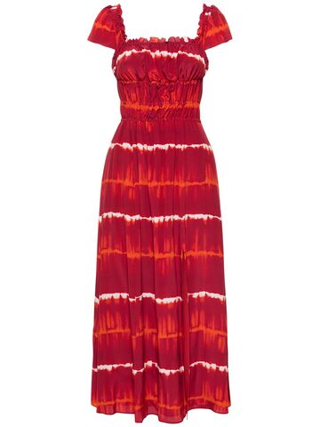altuzarra lily printed silk crepe midi dress in red