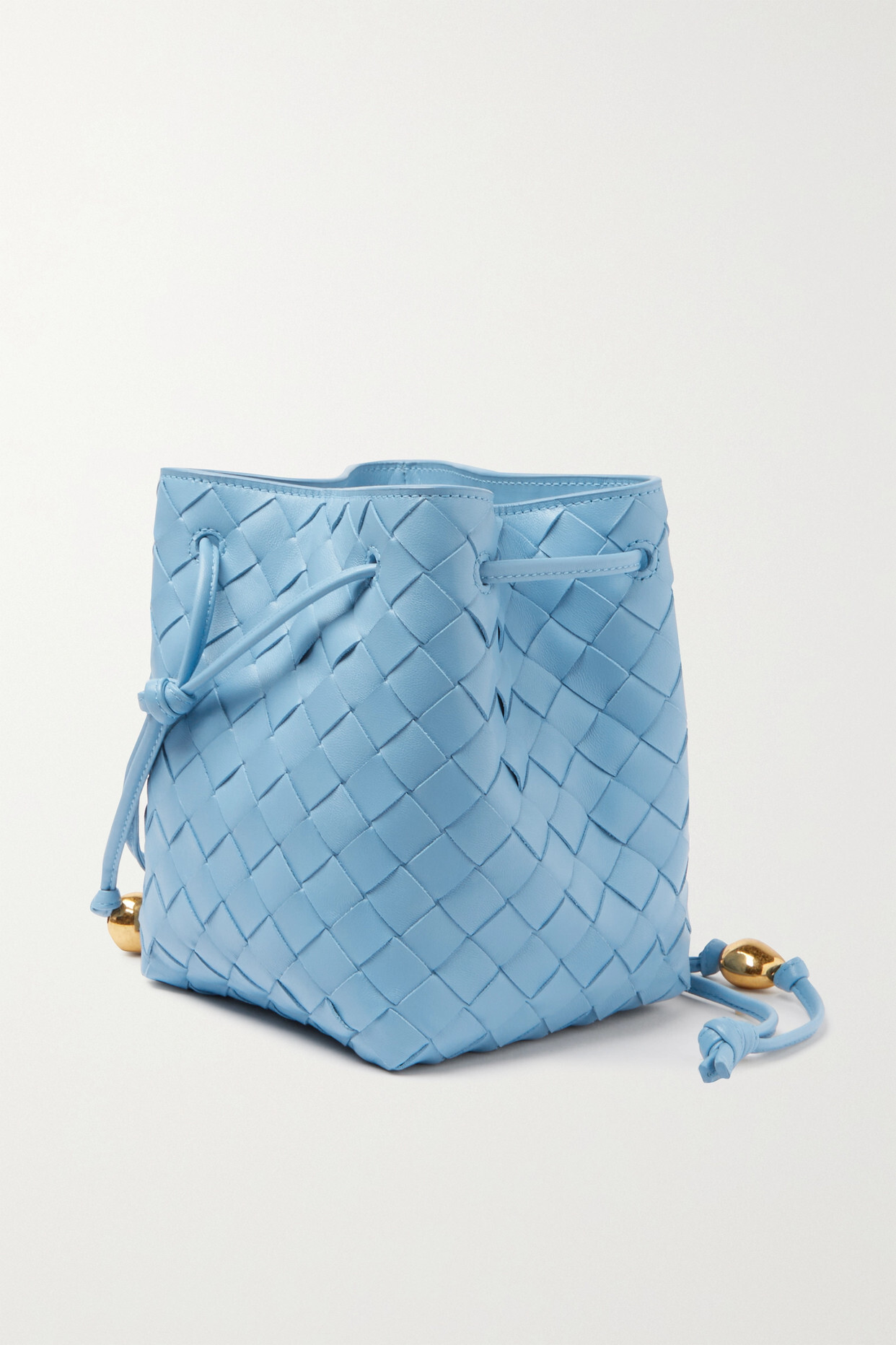 Bottega Veneta - Small Embellished Intrecciato Leather Bucket Bag - Blue