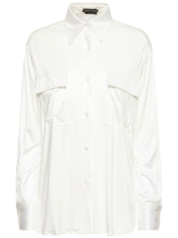 tom ford double face satin shirt w/ pockets in white