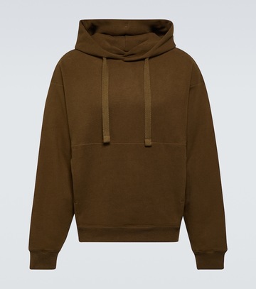 lemaire cotton-blend jersey hoodie in brown