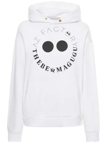 AZ FACTORY X THEBE MAGUGU Logo Printed Cotton Jersey Hoodie in white