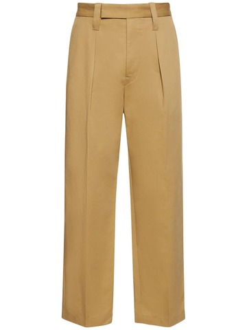 lemaire pleated linen & cotton pants in beige