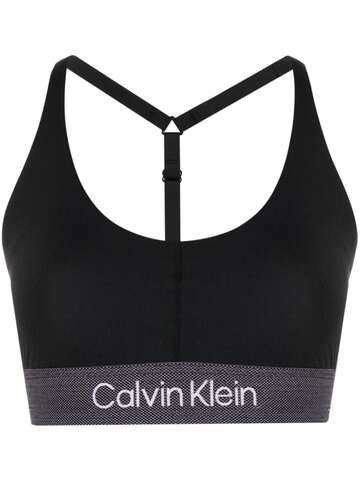 calvin klein logo-print sports bra - black