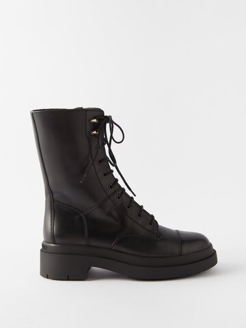 jimmy choo - nari lace-up leather boots - womens - black