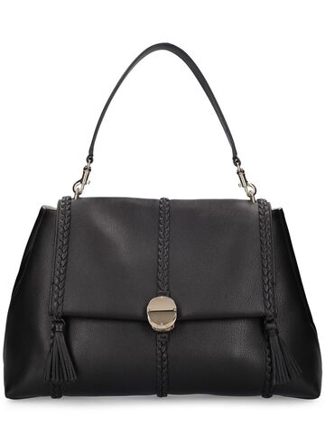 chloé large penelope leather shoulder bag in black