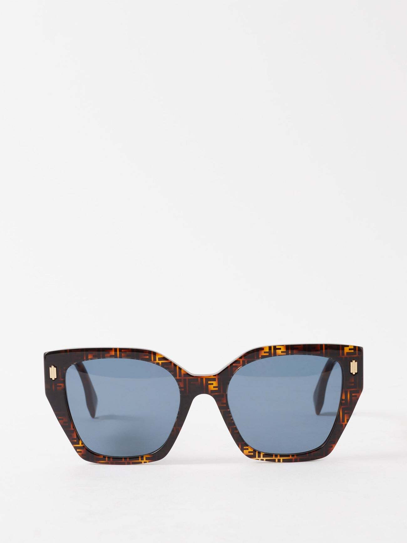 Fendi Eyewear - Ff-monogram Cat-eye Acetate Sunglasses - Womens - Brown Multi