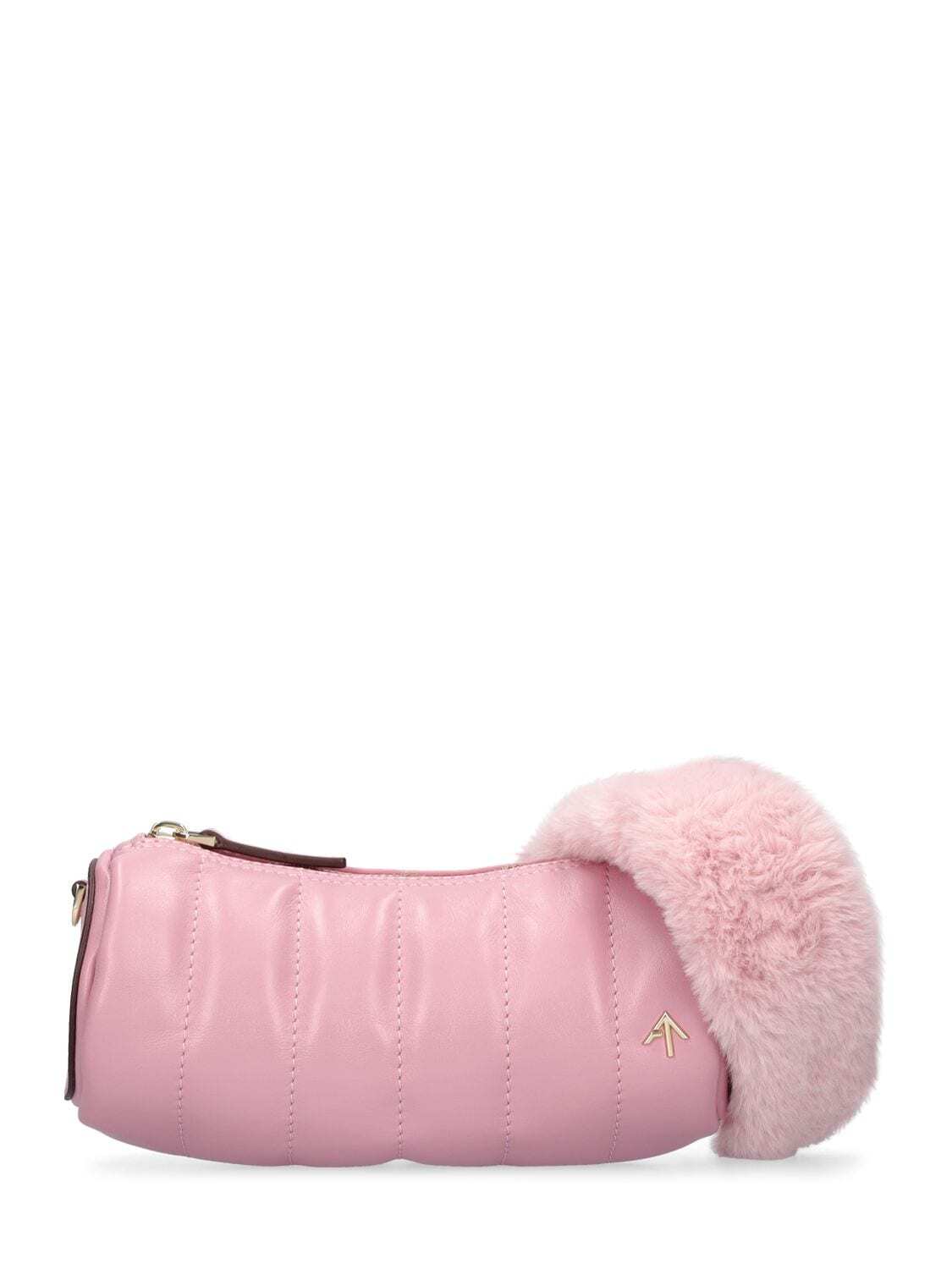 MANU ATELIER Mini Cylinder Padded Leather Bag in pink