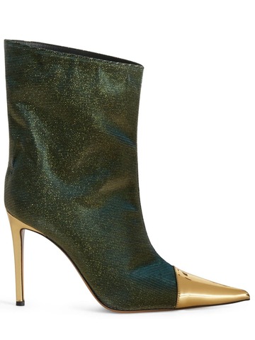 alexandre vauthier 105mm lurex & leather boots in gold / khaki