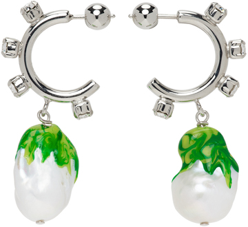 safsafu silver & green jelly melted earrings