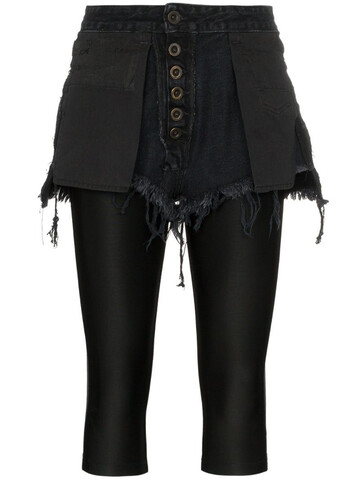 UNRAVEL PROJECT Reverse short stretch cotton leggings in black
