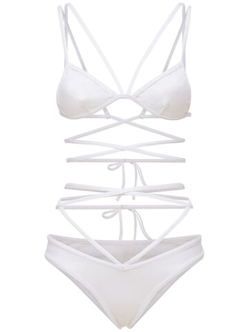 ALESSANDRO VIGILANTE 2-piece Matte Tech Lace-up Bikini Set in white