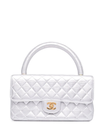 chanel pre-owned 1992 diamond-quilted rectangle-shaped handbag - silver