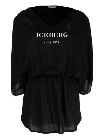 iceberg logo-print elasticated-waist dress - black