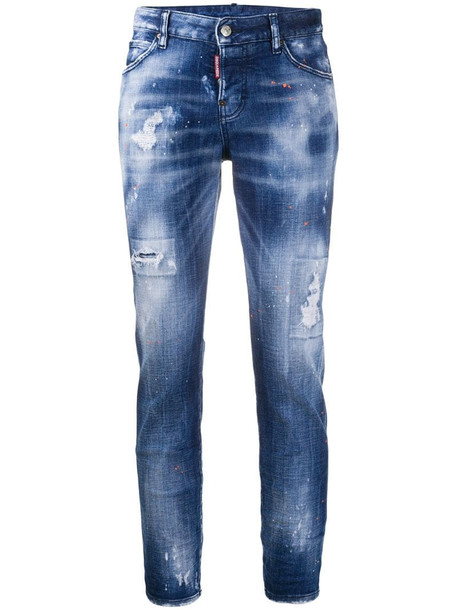 Dsquared2 distressed cropped jeans in blue