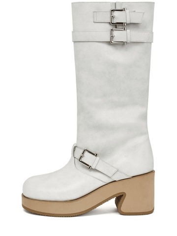OSOI 75mm Toboo Leather Tall Boots in white