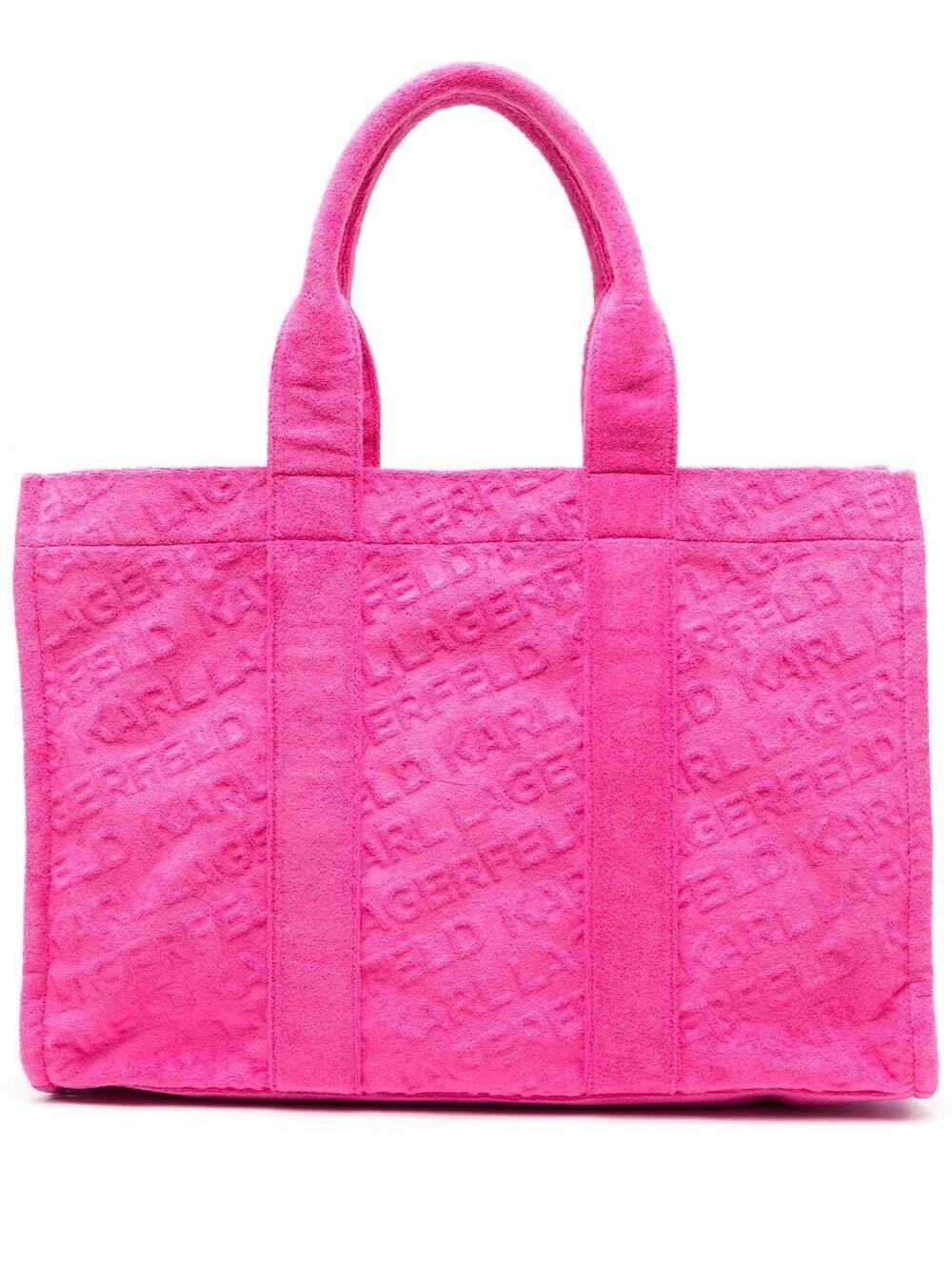 Karl Lagerfeld logo-patch terry beach bag - Pink