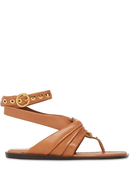 ETRO 10mm Leather Thong Sandals in beige