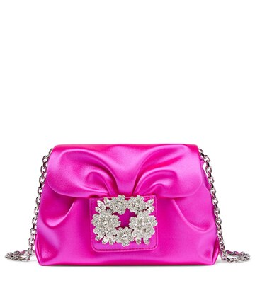roger vivier bouquet embellished satin shoulder bag in pink