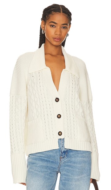 the knotty ones zemyna cable cardigan in ivory